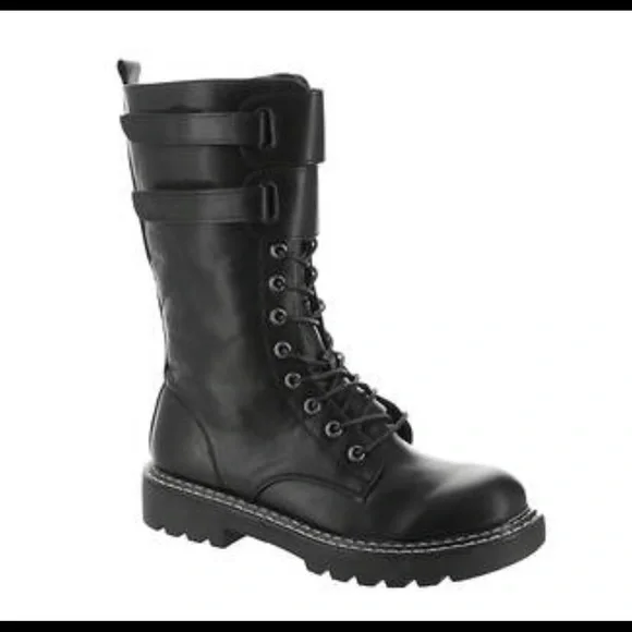 BRAND NEW UNUSED BLACK LACE UP BOOTS Size 8W - Picture 1 of 3